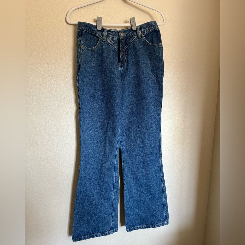 Vintage Western Rough Rider‎ Double Metallic Buckled Back Bootcut jeans sz 28 - Picture 3 of 6